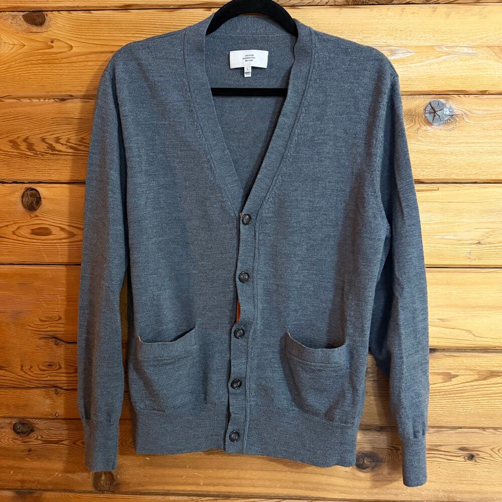 Jack Spade Gray Orange Cardigan Mens Size Large